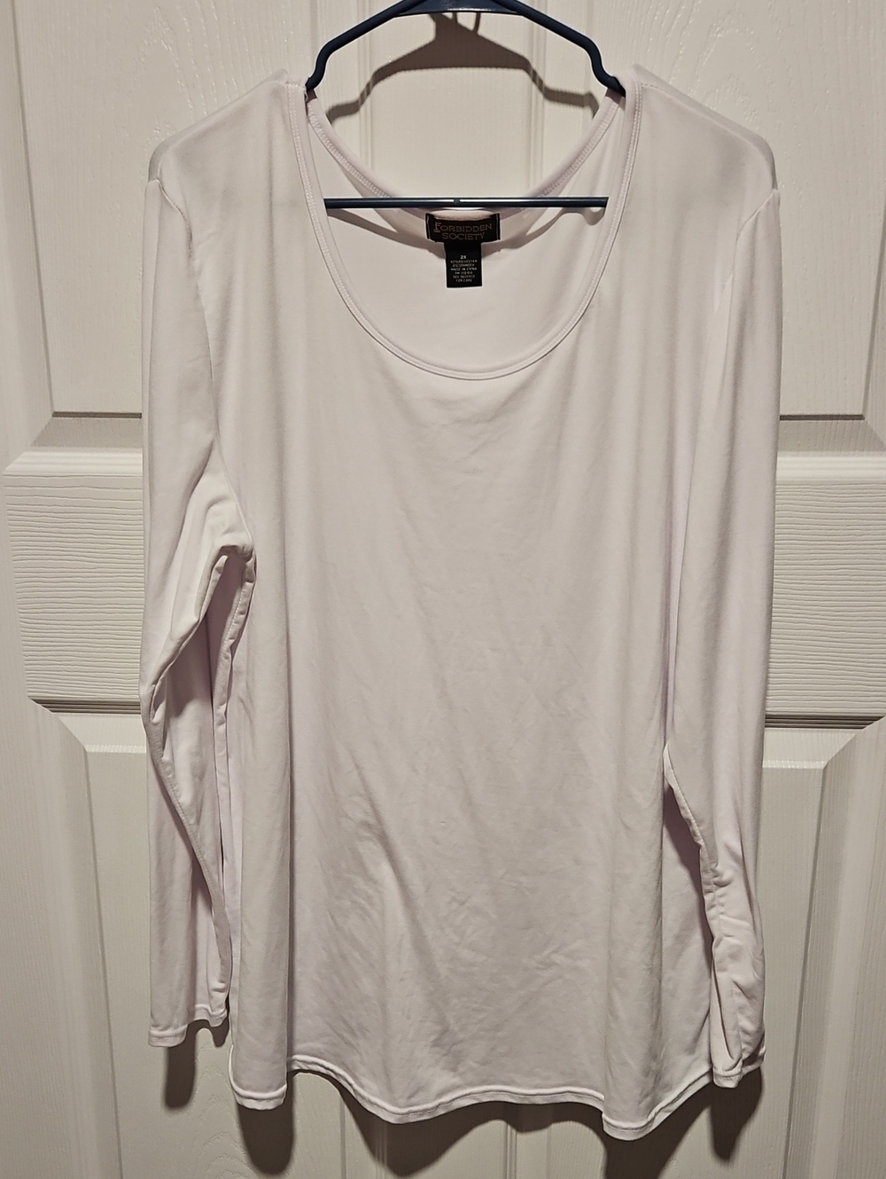 Scoop Neck Long-Sleeve Top - White